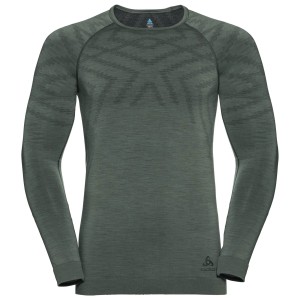 Męska bluzka termoaktywna ODLO SUW TOP LS NATURAL + Kinship WARM Green